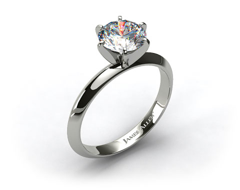 14k White Gold 2mm Knife Edge Solitaire Engagement Ring (Six Prong)